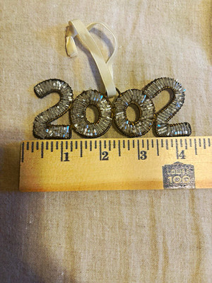 2002 Number Hanging Ornament Silver Holiday New Year Theme 4 in