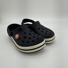 CROCS Black-White Crocband Classic Rubber Clog Sandals Children Size 8c