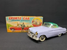 LOVELY LAVENDER! 7.5" Nomura Thunderbird FRICTION Sports Car 1950s VINTAGE Japan