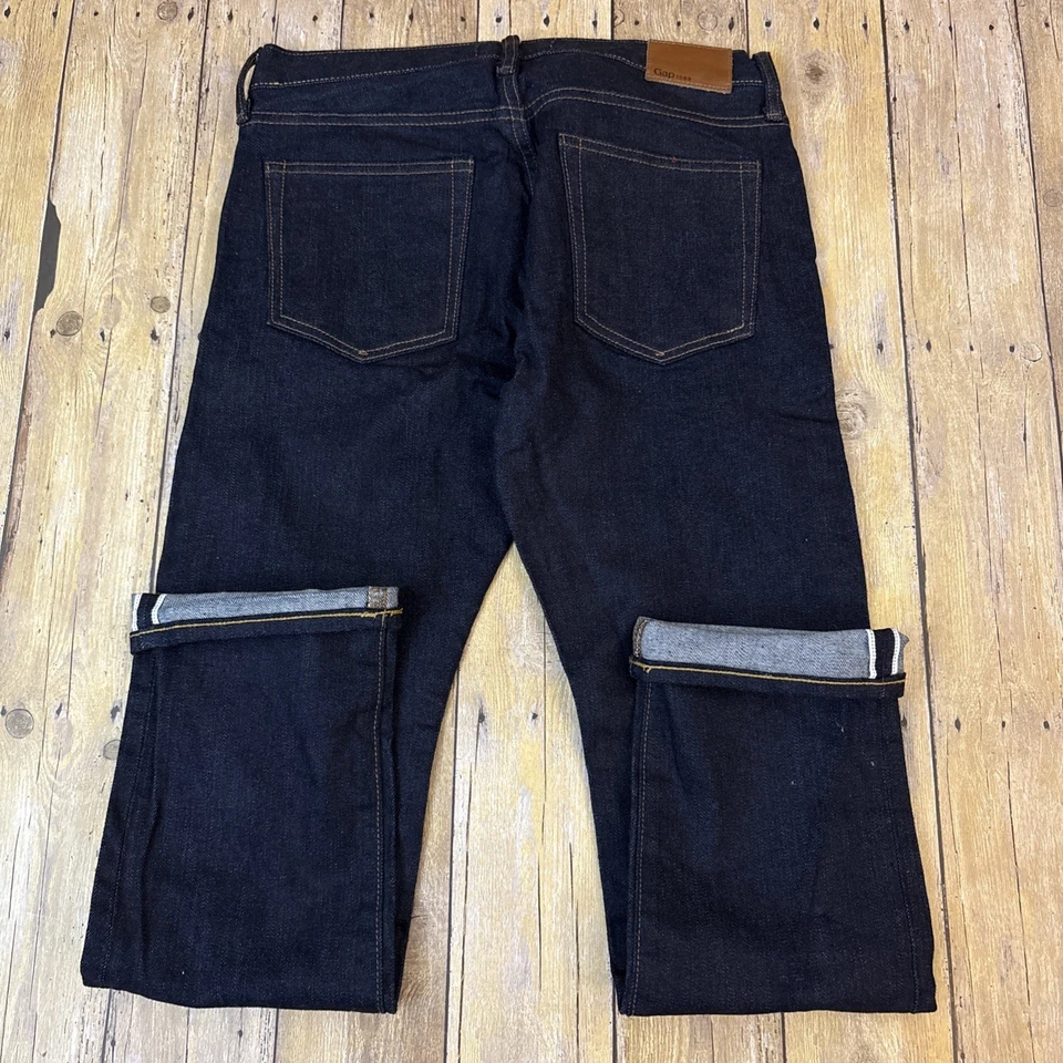 Pantalones de mezclilla Gap Kaihara ribete japonés ajustados elásticos 30X28 Foto 2 de 4