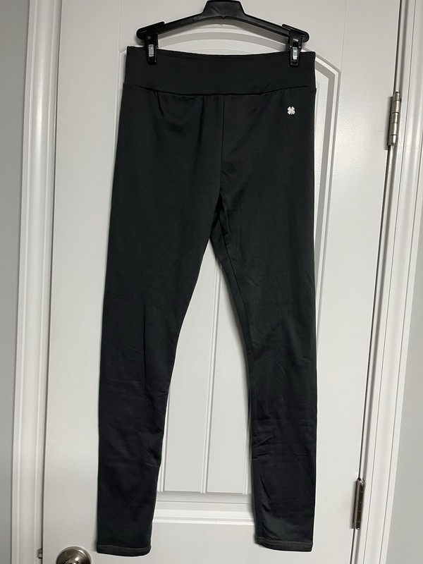 Lucky Brand Women Gray Fleece Mid Rise Leggings Small Logo Very Soft Fabric EUC