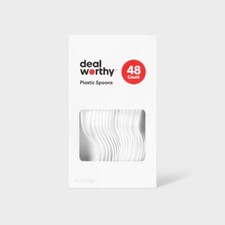 Plastic Spoons - 48ct - : Disposable Flatware, 6.53" Length, Solid Pattern