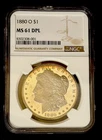 1880-O NGC Morgan Silver Dollar MS61 DPL Deep Mirrors With Great Contrast RARE!