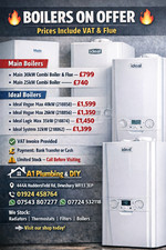 Brand new Main 25kW Combi Boiler supplied complete with flue — £740 VAT included