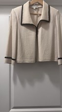 St. John Collection Women's Knit Blazer Jacket Size 6 Cream Studded  Read