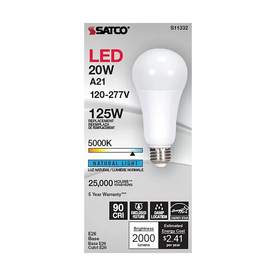 20 Watt - A21 LED - 5000K - Medium base - 220 deg. Beam Angle - 120-277 Volt - 6 - Image 3 of 3