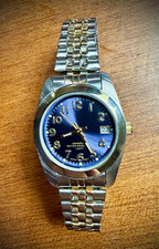 Women’s Blue Dial Date Analog Wristwatch Two-Tone Stainless Bracelet 25mm