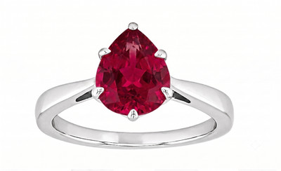 3,00 Karat Birnenform Natur Rubin Edelstein 925 Silber Handarbeit Ring für Sie