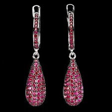 925 Orecchini Argento Sterling Rubino Myanmar Rotondo Taglio Diamante Pietra