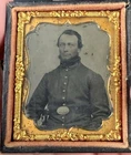 Civil War 1/9 Tintype of a Pistol Armed Federal Soldier