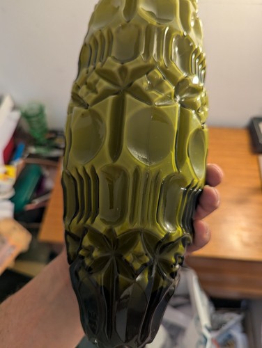 Italian Empoli Green Glass Tiki Vase Mid Century Modern - Picture 17 of 24