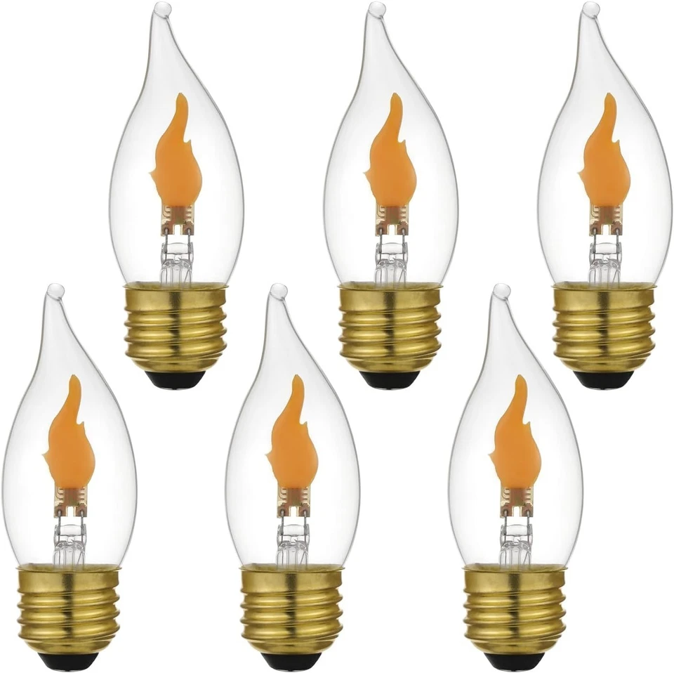 Realistic Flickering Candle Bulbs, Warm Amber Glow - 6 Count - Image 3 of 4