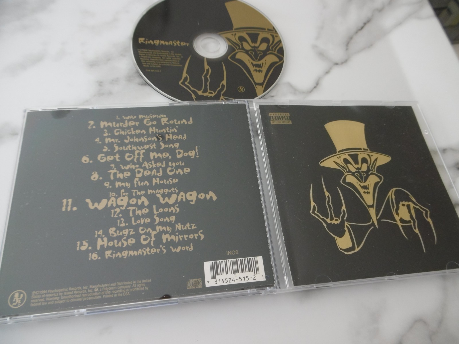 INSANE CLOWN POSSE ICP RINGMASTER CD ALBUM P.A. 1994 PSYCHOPATHIC RECORDS IN02