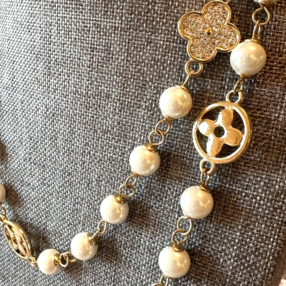 Park Lane "CeCe" 40"+3" Necklace W/ Glass Pearls Crystals Long Layering Jewelry - Image 4 of 4