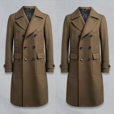 Double Breasted Men Suits Brown Cotton Custom Made Men Suits Tuxedos Peaked
