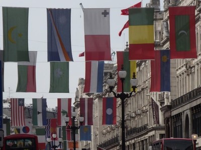 Photo A3 National Flags Over Regent Street Westminster Flags in the alph c2012
