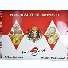 [#1064895] Monaco, 1 Cent to 2 Euro, Rainier III, 2002, BU, MS(65-70), Bi-Metall