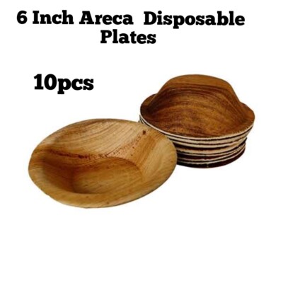 New Eco-friendly Areca Palm Disposable Plates, 10Inch Round 10pcs Serving Plates