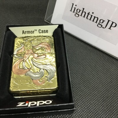 Zippo Nine Tailed Fox Sexy Girl 2 Sided Processing Etching Gold