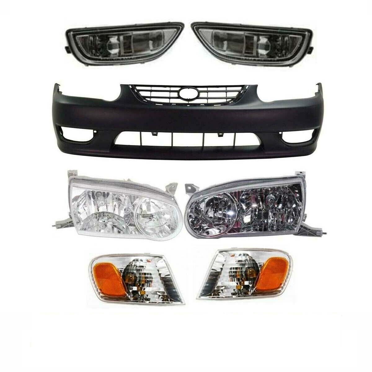 Set of 7 Front Bumper Cover Kit Fits 2001-2002 Toyota