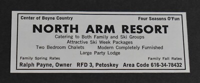 1968 Print Ad Michigan Petoskey North Arm Resort Ralph Payne Chalets Lodge Ski