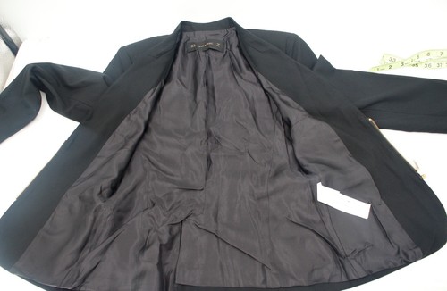 NWT ZARA Basic Women's XS Black Collarless Blazer Zip Gold hardware details - Picture 10 of 12