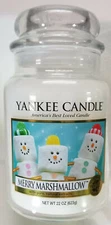 Yankee Candle MERRY MARSHMALLOW Large Jar 22 Oz White Housewarmer New Wax