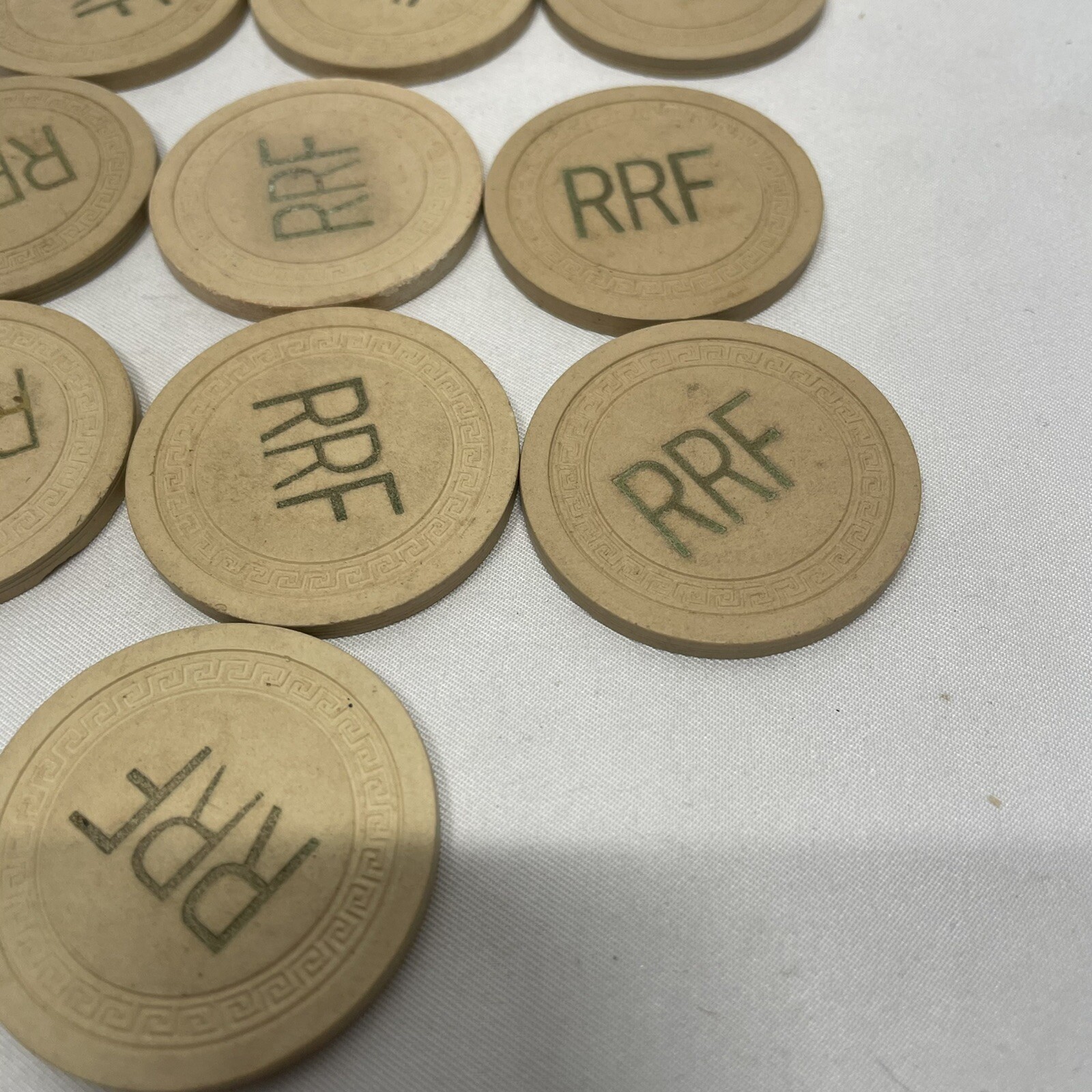 Vintage Casino Chip RRF Tan Unk Illegal Gambling Poker Chip Lot Of 10