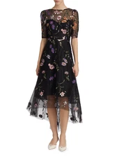 Teri Jon by Rickie Freeman Embroidered Floral Tulle Dress, Style# 249283, Size 4