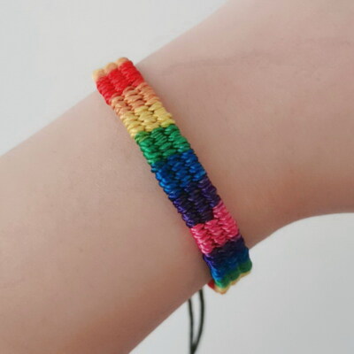New 12pcs Rainbow Unisex Bracelets Gay Lesbian Bisexual Handmade Jewellery 