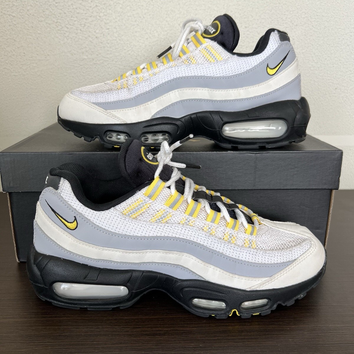 Nike Air Max ホワイト/グレー/イエロー Nike Air Max 95 Wolf Grey Tour Yellow Sneakers Shoes Men's Size US