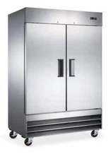 Omcan USA 59025 54" Two Section Reach-In Freezer w/ 2 Solid Doors, Bottom Mou...