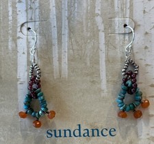 NWT Sundance Catalog Garnet Turquoise Carnelian  In The Loops Earrings  