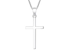 925 Sterling Silver Cross Pendant Necklace Box Chain Necklace 16"-30" Italy