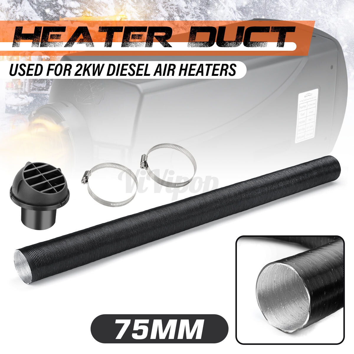 75mm Heater Pipe Duct u0026amp; Warm Air Outlet u0026amp; Hose Clip For Diesel  Heater Webasto US | eBay