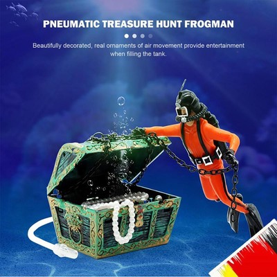 Tank Treasure Chest & Diver Live-Action Aerating Ornament Air Bubbler Movement