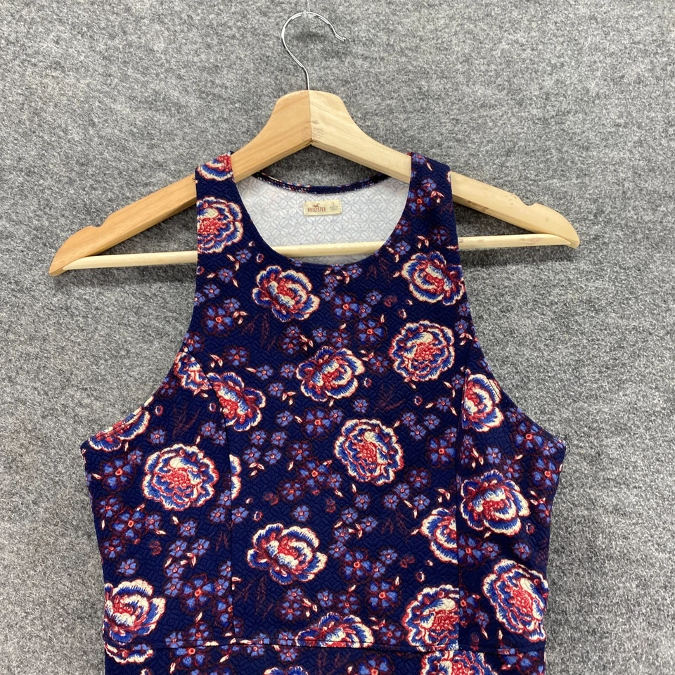 Top corto Hollister para mujer S pequeño azul floral sin mangas correa ancha informal Foto 3 de 4