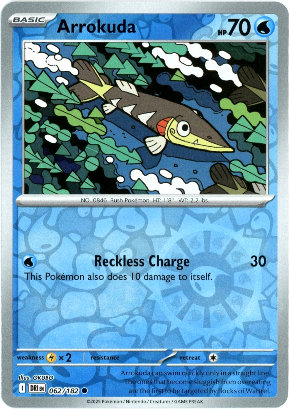 Arrokuda (Reverse Holo) - 062/182 - Destined Rivals - English - NM/M - Pokemon