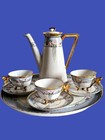 Antique Delinieres & Co.Limoges Porcelain Tea Set Gold Dragonfly Handle 19TH C