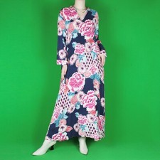 VINTAGE 2000s y2k 90s pattern Grunge maxi long floral Pattern Dress medium 12 14
