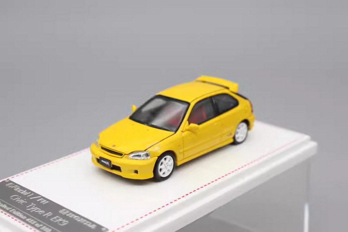 FH 1/64 Scale Honda Civic Type R EK9 Yellow Diecast car