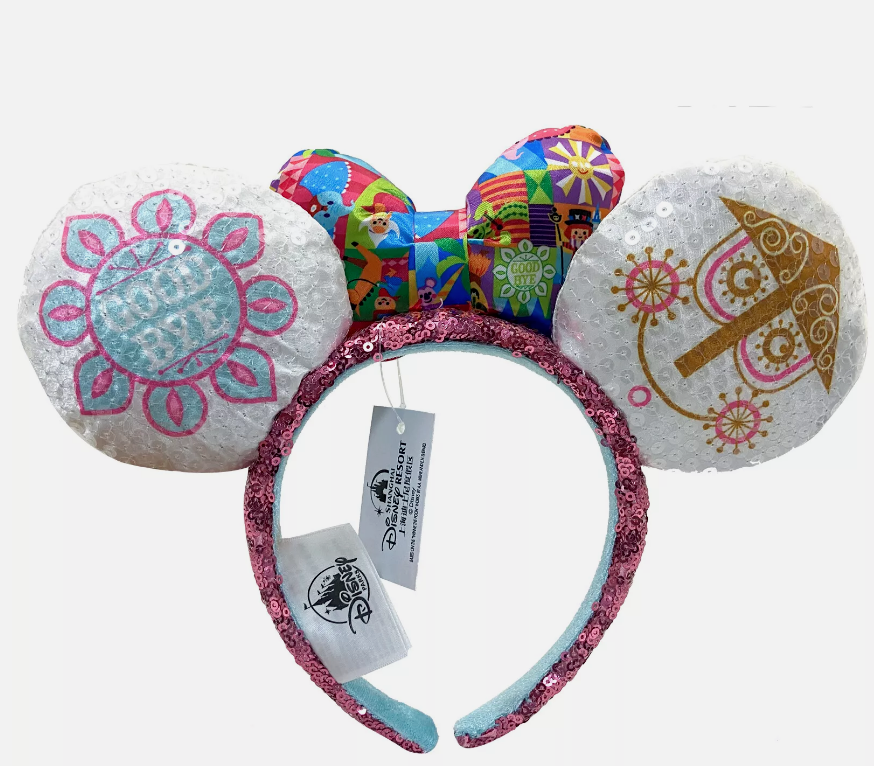 Disney Park It's a small world clock bow Mickey sequined Minnie Ears