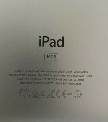 Apple iPad 3rd Generation, 16GB, Wi-Fi, A1403, Black