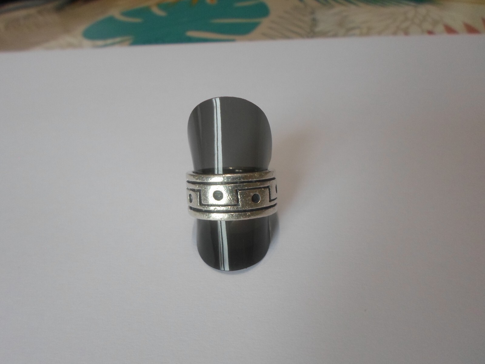 solid silver ring, ring, chiseled, size 56 - image 9