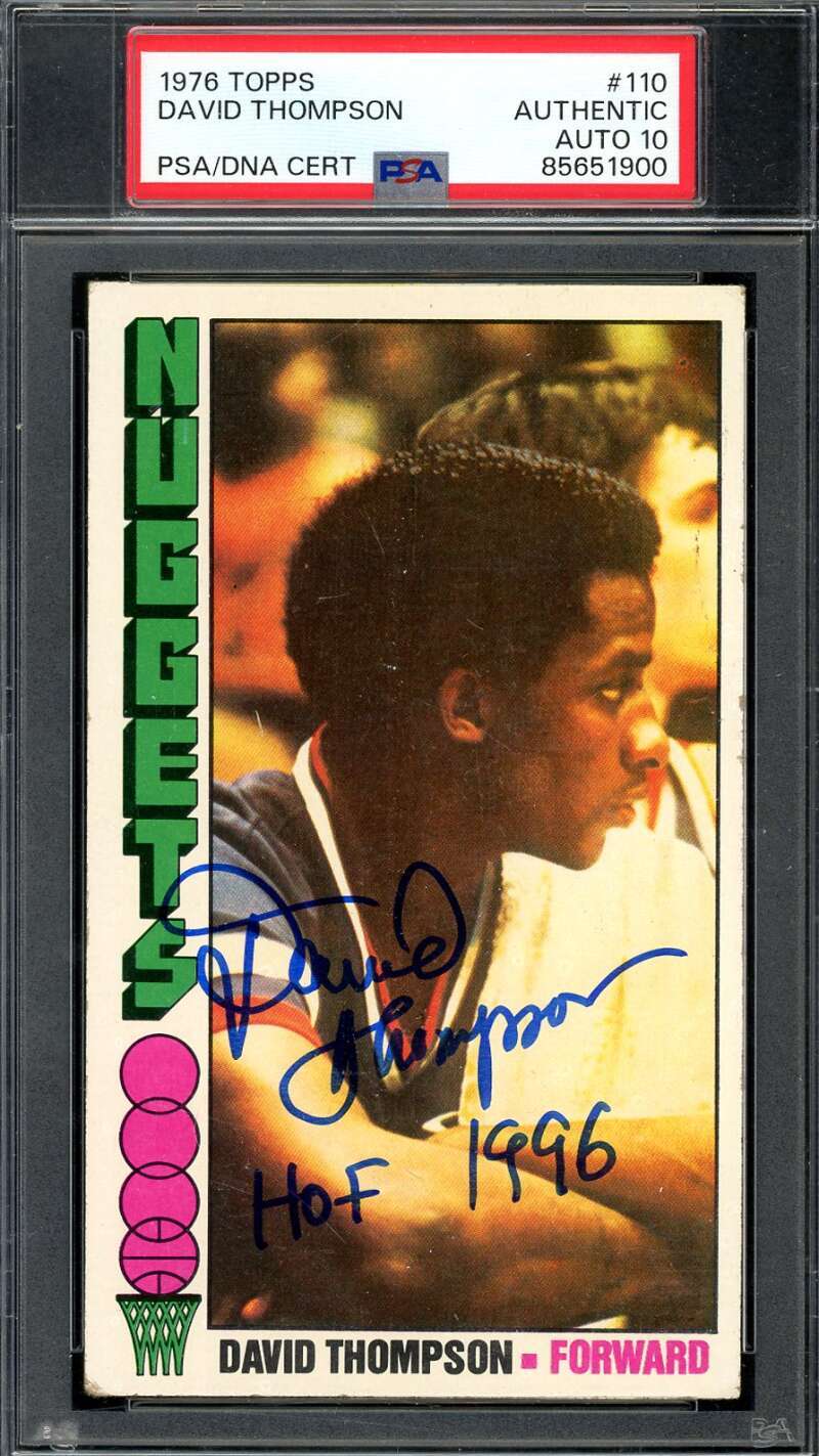 David Thompson Gem Mint 10 PSA DNA Signed 1976 Topps Rookie Autograph