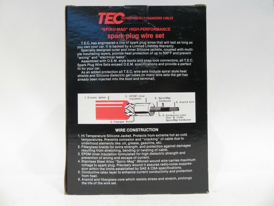 Juego de cables de encendido marca TEC para Dodge Spirit 2,0 L 16 válvulas 1991 1992 1993 373 Foto 3 de 3