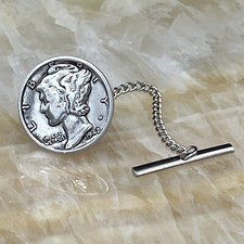 New Tie Tack Lapel Pin Vintage Mercury Dime 90 900 Silver Collector Coin