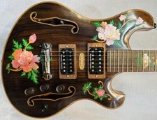 Electric Hollow Body Guitar Handmade by Blueberry  Floral Motif Pre-Order 90 Day