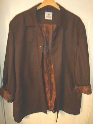 Testardi 2XL Brown & Copper Plaid Jacket Pockets Tailored Collar Paisley Lining