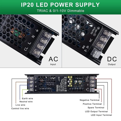Transformateur LED 12V 100W Dimmable TRIAC 0-10V - Driver Alimentation Bandes LED Spot éclairage